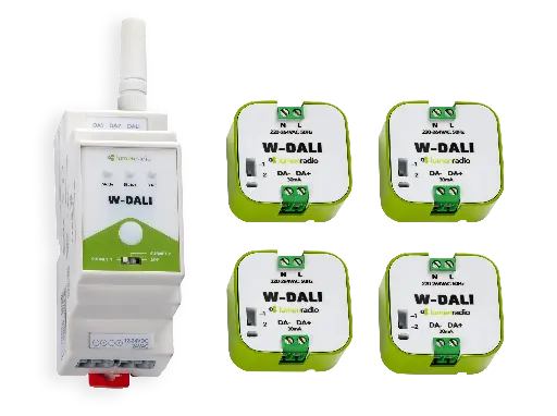 [810-4100] Lumenradio - W-Dali Evaluation bundle (1 Din+4 Node)